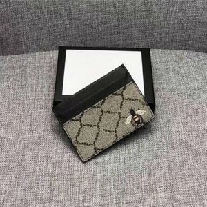 2022 Fashion New Design European Men's Leather Wallets Card Holders Bags Print Bee Tiger Snake Mens Small Credit Card Wallets 2705