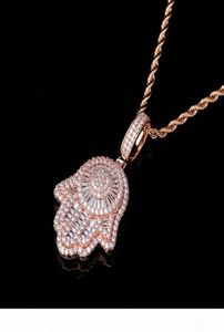 Męskie mrożone wiszące łańcuch hip -hopowy luksus designer naszyjnik Hiphop biżuterię męską złotą łańcuch wisiorki Diamond fatima ręka amulet C8801881