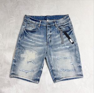 Pantaloncini da uomo jeans designer jean corto casual slim vernped wapper patch shorts per uomini street am1163