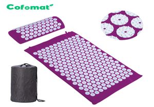 Med väska akupressurmatta yogamat smärta lindrar kropp bakre nackmassage mat natur massager kudde massage matta med bärväska 201202286787