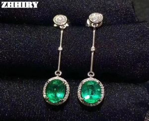 ZHHIEY Natural Emerald Servings Острые твердые 925 серебряных серебряных серебря