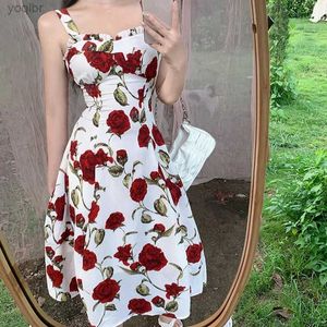 Urban Sexy Dresses Summer Mid length Pendant Dress for Women Sweet Flower Printed Sleeveless Pendant Dress Elegant Leisure Beach Vacation Full MatchL2405