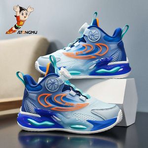 Astro Boy Children's 2024 Boys 'Button Chock Absorbering Basketball Spring New Mesh Breattable Soft Sole Running Shoes