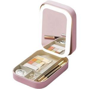 Kompakta speglar Integrerade ljusfyllda bärbara kosmetiska lådor med spegel Makeup Storage LED Q240509