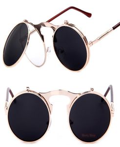 Ankunft Vintage Sonnenbrille rund Designer Dampf Punk Metall Frauen Beschichten Sonnenbrillen Retro Circle Sonnenbrille UV4001272292