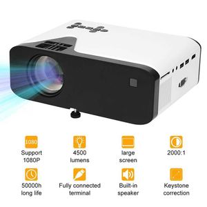 Projectors Mini Portable LED Projektor 4500 PROJEKTÓW Projektor wideo Pilot kontrola VGA USB AV TF Audio Media teatr domowego J240509