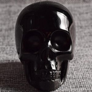 Human Shape crystal skull statue Natural Black Obsidian jade Skull figurine Crystal Healing Reiki Evil Home Decor2763409