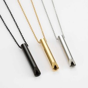 Designer 528 Hertz Meditation Whistle Mindfulness Pendant Rostfritt stål Vakuumhalsband justerar andan för att lindra ångest VK70