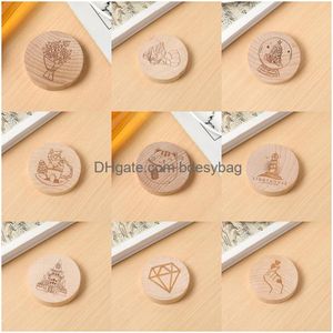 Openers Blank Diy Beech Wooden Round Shape Bottle Opener Coaster Fridge Magnet Decoration Beer Custom Logo Home Garden Kitchen Drop D Ota1F