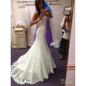 Neuankömmlinge trägerloser A-Linie Hochzeit Full Lace Gown 2019 Günstige Brautkleider Perlen Schärpe Vestido de Noiva Custom Made 0510