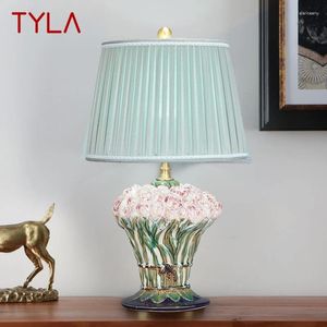 테이블 램프 Tyla 현대 세라믹 램프 LED 창조적 인 패션 플라워 데스크 조명 장식 홈 거실 침실 연구