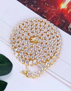 Personalized White Gold 18K Gold Plated Cubic Zircon Tennis Necklace Hip Hop Wedding Jewelry 18 Inch Long for Men Women Gifts 5944946