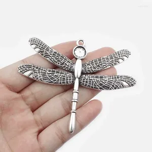 Anhänger Halsketten 3pcs Tibetan Silber Großer Dragonfly Insektencharm mit 8 mm runden leeren Tablett Cabochon -Einstellungen für Schmuckbefunde