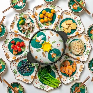 39 piece Japanese Cartoon Tableware Sets Food Bowl Chopsticks Ceramic Spoon Plates Creative Dinnerware Set Utensils For Kitchen 240508
