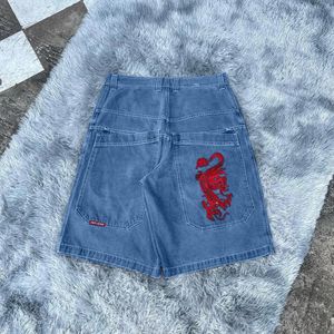 Men's Jeans Designer JNCO jeans European and American Hip-Hop Dark and Quirky Harajuku Style Printed Denim purple Shorts 694