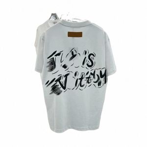 24SS 디자이너 브랜드 티 T 셔츠 최고 품질의 순수한 코트 짧은 슬리브 셔츠 간단한 편지 인쇄 여름 캐주얼 남성 의류 크기 S-XXL F3ZC#