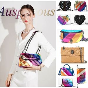 Colorful Designer Kurt Geiger Eagle Heart Rainbow Leather Tote Bag Women Shoulder Bag Crossbody Clutch Travel Purse With Silver Chain Style Walking Briefcase