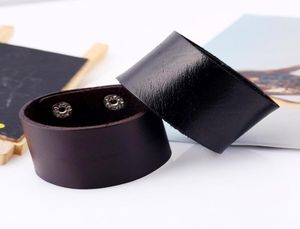 Очарование браслетов модное панк широкий кожаный браслет черная коричневая манжета Amp Bangles for Men Vintage Bristant Unisex Jewelry7491785