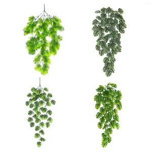 Dekorativa blommor 79 cm konstgjorda gröna växter som hänger murgröna blad Radish tång druva falska Vine Home Garden Wall Party Decoration