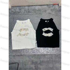 디자이너 여성 Tshirt 24SS New Lace Double Neck Tank Top