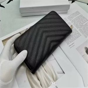 Frauen langer Geldbeutel Top Luxus echtes Leder mehrfarbiger Geldbeutel Datum Code Single Reißverschluss Brieftet Caviar Card Halter Damen Mann Haspasche Pocket Cla 2816