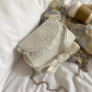 Omuz Çantaları Çanta Dantelli Mesh İnci İhale Vintage Yay Kadın Messenger Çantası Makyaj Çanta Ruj