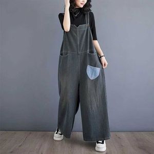 Tute da donna Rompeggiano tute in denim per donne Solido in stile coreano harajuku tute a un pezzo Outfit Women Wide Leg Pants Casual Vintage Playuits Y240510