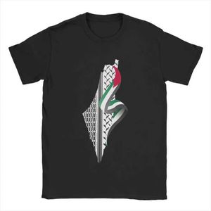 女性のTシャツヴィンテージパレスチナケフィエパレスチナマップメンズTシャツクルネック100％コットンTシャツショーツシルバーTSプラスサイズトップY240506