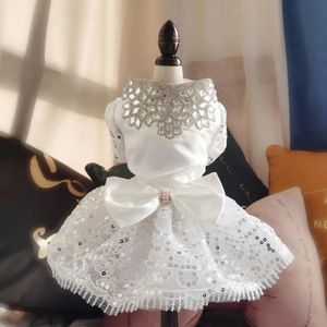 Luxury Princess Wedding Dog Dresses for Small Dogs Sequin Cat Skirts Summer Dress Clothes Chihuahua Puppy Apparel 240429