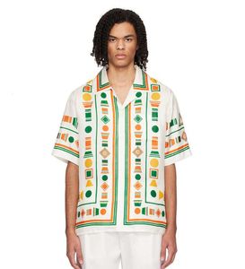 24SS CASA BLANCA Designer Silk Casual Shirt Nowy Tide Totem Diamond Eagle List wydrukowany Hawaje luźne swobodne mężczyźni i kobiety koszulka krótkiego rękawu Summer Casablancas Tops
