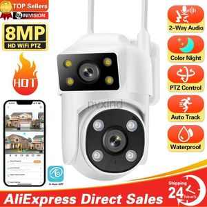 Câmeras IP 4K 8MP WiFi PTZ Câmera Dual Lente IP IP Câmera de vigilância de vídeo CCTV Ai Detectar Humano Rastreamento automático Night Vision Outdoor Impermepa d'água D240510