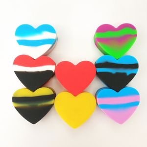 Vendita calda adorabile a forma di cuore a forma di cera barattolo in silicone da 17 ml di erbe antiaderente a forma di cuore a forma di tabacco a forma di olio color silicone bottiglie e barattoli