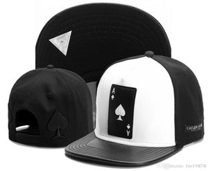 Ace of Spades Leather Brim Snapback Hats Män kvinnor Hip Hop Baseball Caps Fashion Hiphop Bone Aba Reta Gorras4015660