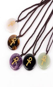 Natural Stone Engrave Anka Symbol Pendant Reiki Healing Crystal Religious Jewelry Men's and Women's Charm Fashion Pendant Necklace5807469