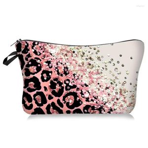 Bolsas de armazenamento Sacos de impressão de leopardo listrado Organizador de moda de moda feminino Brand Feminino Ponete Pressado em Powder B