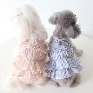 Dog Apparel Orange Blue Colors Cool Skirts Cotton 2024 Spring/Summer Pleating Skirt Goddess Pet Clothes Ropa Para Perro