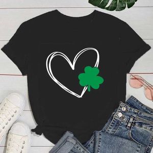 T-shirt femminile T-shirt Hot St Patricks Day Clover Love Crop Trop Top Casual Round Ts Ts for Women Summer Short Slve T Shirts Y240509
