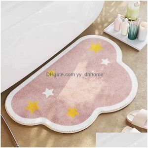 Carpets Soft Clouds Shape Door Mat Anti-Slip Cute Bathroom Cartoon Entrance Rug Kids Room Floor Star Water Drop Delivery Home Garden Dhn2M