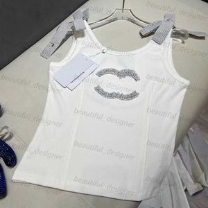 Designer Frauen Tanktop 2024 Frühlings-/Sommer Neues Produkt kleines Stil Slim Erscheinungsbild weißer Tank Top Perle Verzierung Gurt für Frauen