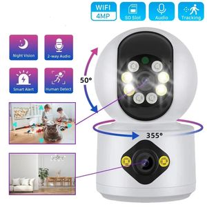 4MP Dual Lens PTZ Camera Dual Screen Baby Monitor Auto Tracking Ai Human Detection Home Secuiryt CCTV Video Surveillance 240506
