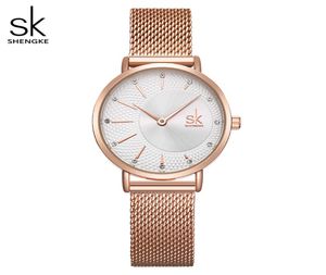 Shengke Watch Women Casual Fashion Quarz Armbanduhren Kristall Design Ladies Geschenk Relogio Feminino Mesh Band Zegarek Damski 20199478172