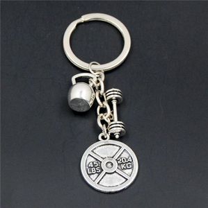 10PCBarbell KeyChain Gym Keep Fitness Sport Kettle Bell and Strong Is Beautiful Charm Body Building Key Ring for Men Women7311731