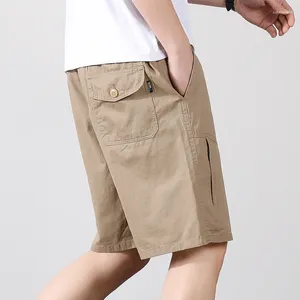 Shorts Shorts estate tasche a colori solidi a colori elastici abbigliamento in alto abbigliamento sciolto carico dritti pantaloni pantaloni preppy style