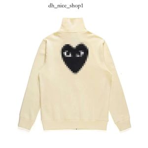 CDGS Designer di felpa con cappuccio con cappuccio maschile con felpa con garcons Mockneck CDG Play Big Heart Hoodie Full Zip Up Beige Brand Size XL CDGS Shirt 640