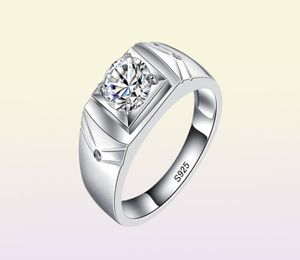 Yhamni Original Real 925 Sterling Silver Rings for Man Men Men Wedding Jewelry Ring 1 Carat CZ Diamond Engagement Ring MJZ0113019030