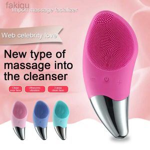 Cleaning Ultrasonic electric silicone facial cleansing hole deep cleansing skin massage machine facial vibration massage relaxation tool d240510