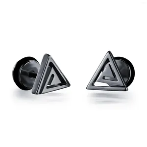 Stud Earrings Triangle Screw Earring For Men Boy Gold Black Color Hip-Hop Punk Ear Fashion Male Jewelry Gifts