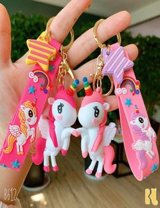 FashionUnicorn Pony Cartoon Keychain Cute Doll Schoolbag Pendant Car Ring Pendant Gift7768537