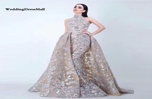 WeddingDressmall Long High Neck glitter Abiti da sera saudita da donna saudita con gonna staccabile Avondjurken personalizzato made 6753907