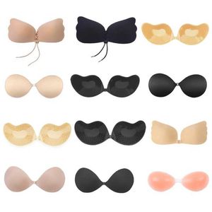 Breast Pad Adhesive Bra Strapless Backless Reusable Silicone Push Up and Nippl Cream Q240509